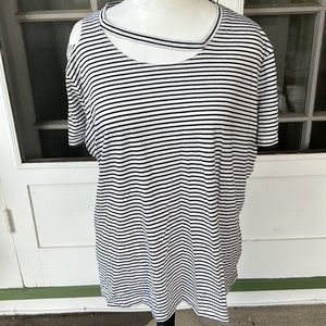 Black & White Striped L T-Shirt with Cut Outs
